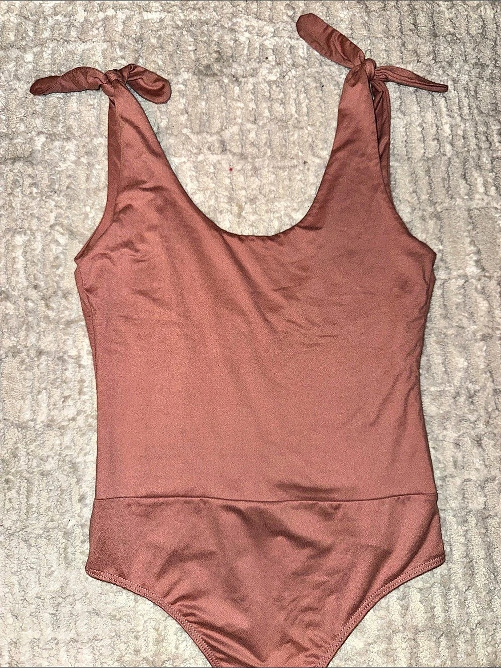 Lulus Tie-Shoulder One-Piece Swimsuit in Brown Size Medium